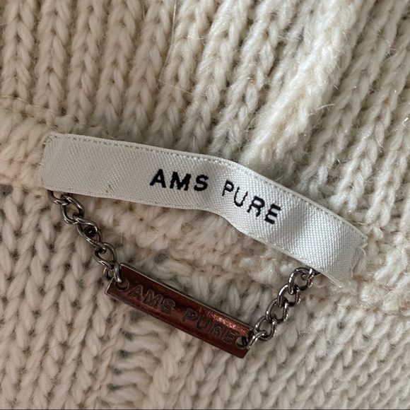 AMS Pure Knit Long Sweater snakeskin detail Cardigan - SZ 6 White - Picture 5 of 7